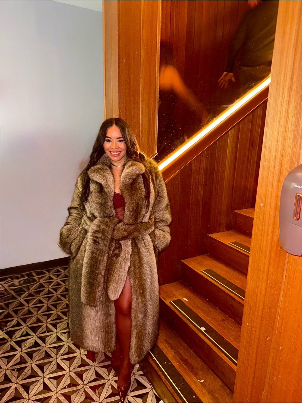 Faux Fur Coat - Charcoal Multi - Picture 4 of 5